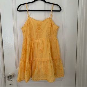 Urban Outfitters Yellow Embroidered Flowy Dress